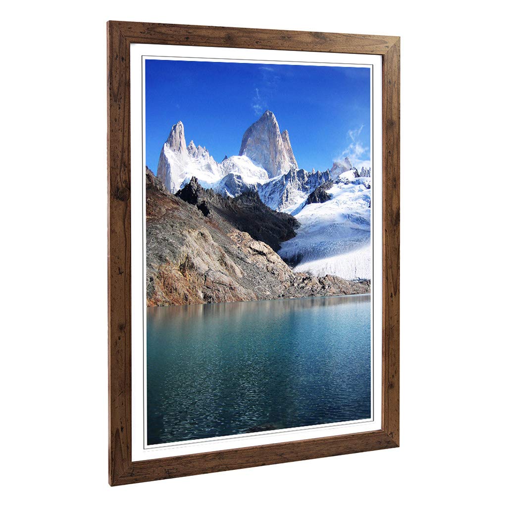 Big Box Art Framed Print of Patagonia Argentina Glacier Landscape Design | Wall Art Picture | Home Decor for Kitchen, Living Room, Bedroom, Hallway, Walnut, A2 / 24.5x18 Inch / 62x45cm
