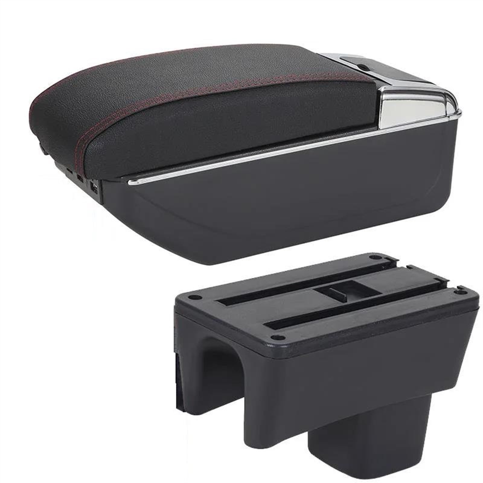 Armrest Box With Multifunctional Support PU Upholstered Car Interior Modification Accessories For Swift 2005-2023(B1 Black red 7USB)
