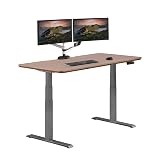 Vari Classic Electric Standing Desk – 60x30 – Walnut/Slate | Adjustable Height Sit-Stand Computer Desk - Dual Motor with 4 Memory Presets, Stable T-Style Legs Walnut Top / Slate Legs 60 in x 30 in