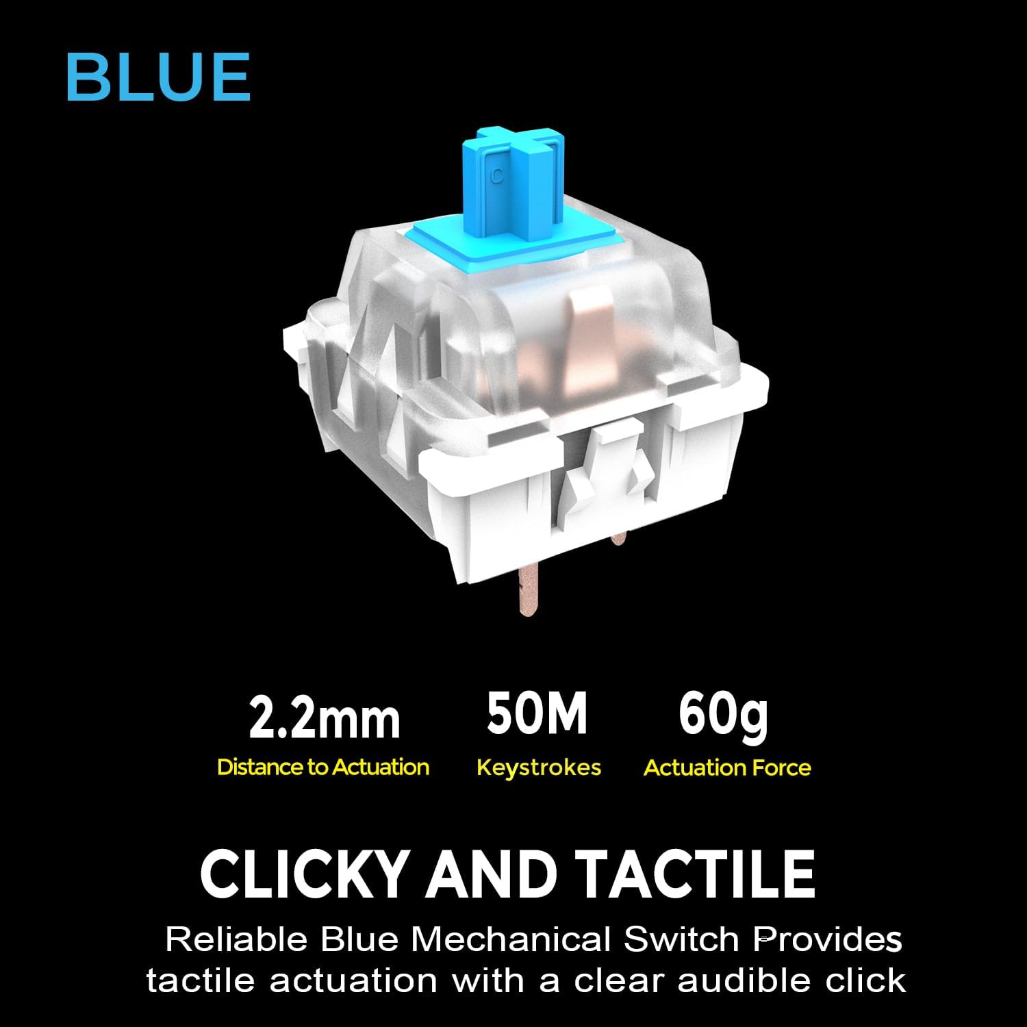 ADESSO AKB-670UB Mechanical Keyboard with Copilot AI Hotkey - Blue Switch, Multi-OS Compatible | Enhanced Productivity with Tactile Feel and Multimedia Keys