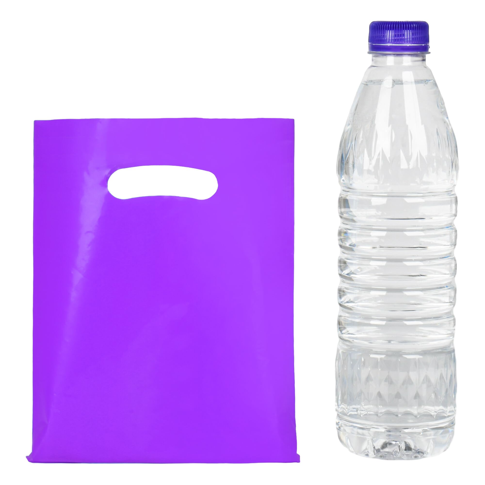 Purple 100 PCS Small Gift Bags, 6"x8" Goodie Party Favor Bags with Handle, Treat Retail Pouches for Kids Birthday, Christmas, Small Business