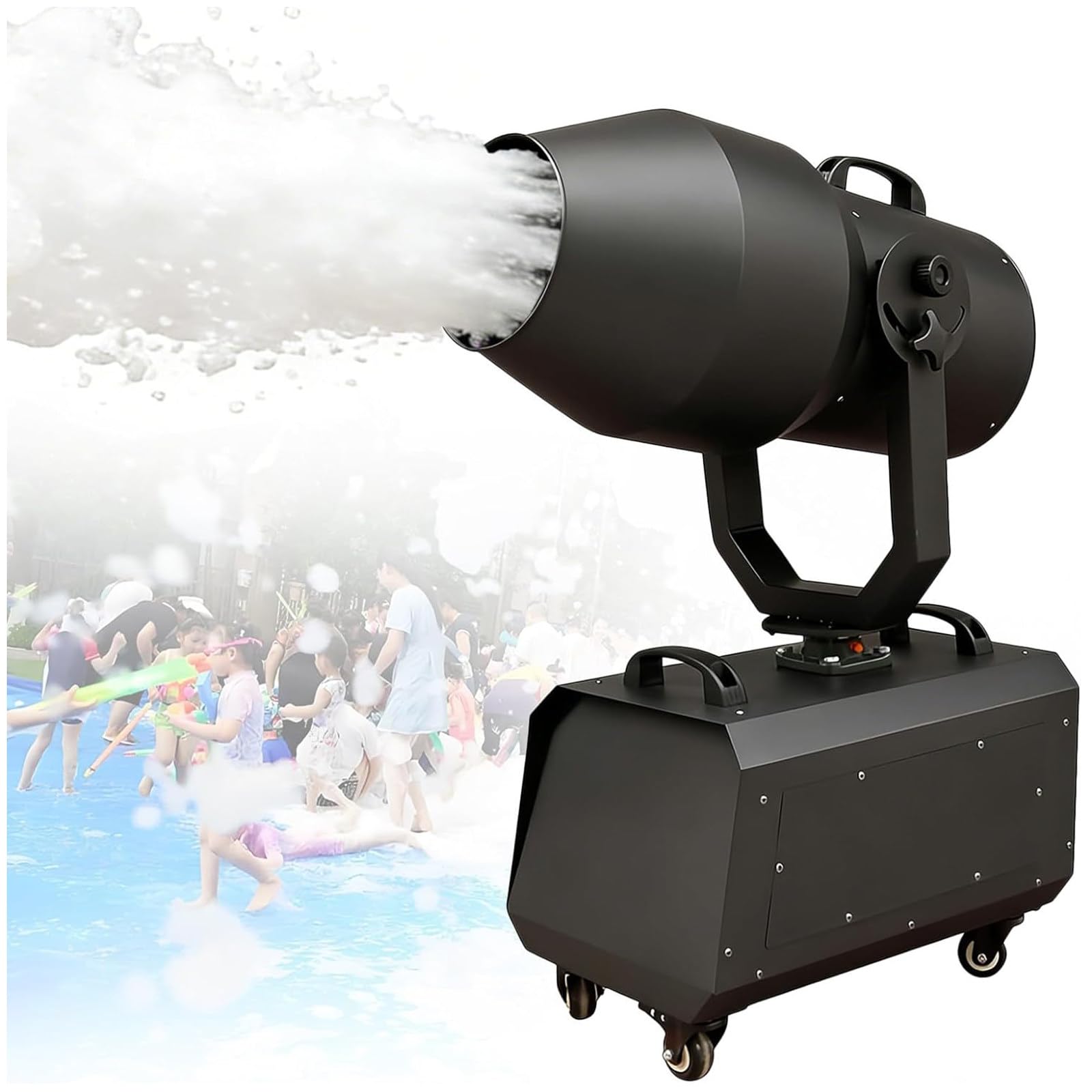 Eastnmythet Outdoor Auto Rotary Foam Machine 2000W with 2 Bags Foam Powder, Oscillating Foam Cannon for Pool Parties, Weddings, Club Events Without LED