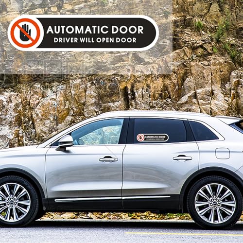 Image of Automatic Door Stickers Driver Will Open Door Sign 4.9 x 1.2 inch Self Adhesive Automatic Sliding Doors Warning Sticker for car Vehicle Taxi (8 Pack)