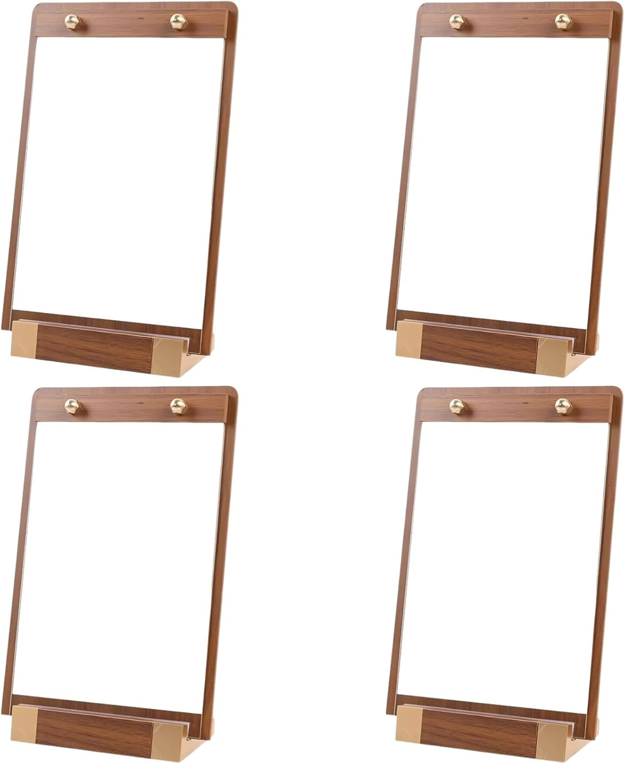 Tabletop Display Stand, 4 Pcs Walnut Wood Menu Holder, 11.7 X 8.3 In, Rounded Edges, For Advertising Weddings Restaurant