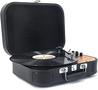 ROLTIN Reproductor de Vinilo con 2 Altavoces estéreo Integrados, Tocadiscos, fonógrafo portátil inalámbrico con transmisión por Correa de 3 velocidades, Adecuado, Color Azul