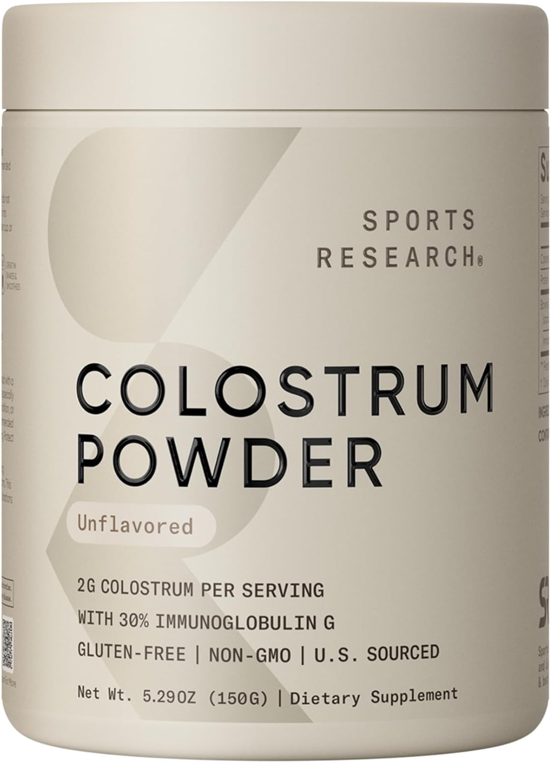 Sports Research® Bovine Colostrum Powder – Easy to Mix, Single Ingredient Superfood – Immunity Support & Gut Health w/IgG Antibodies - U.S. Sourced · Non-GMO · Gluten Free - 75 Servings (Unflavored)