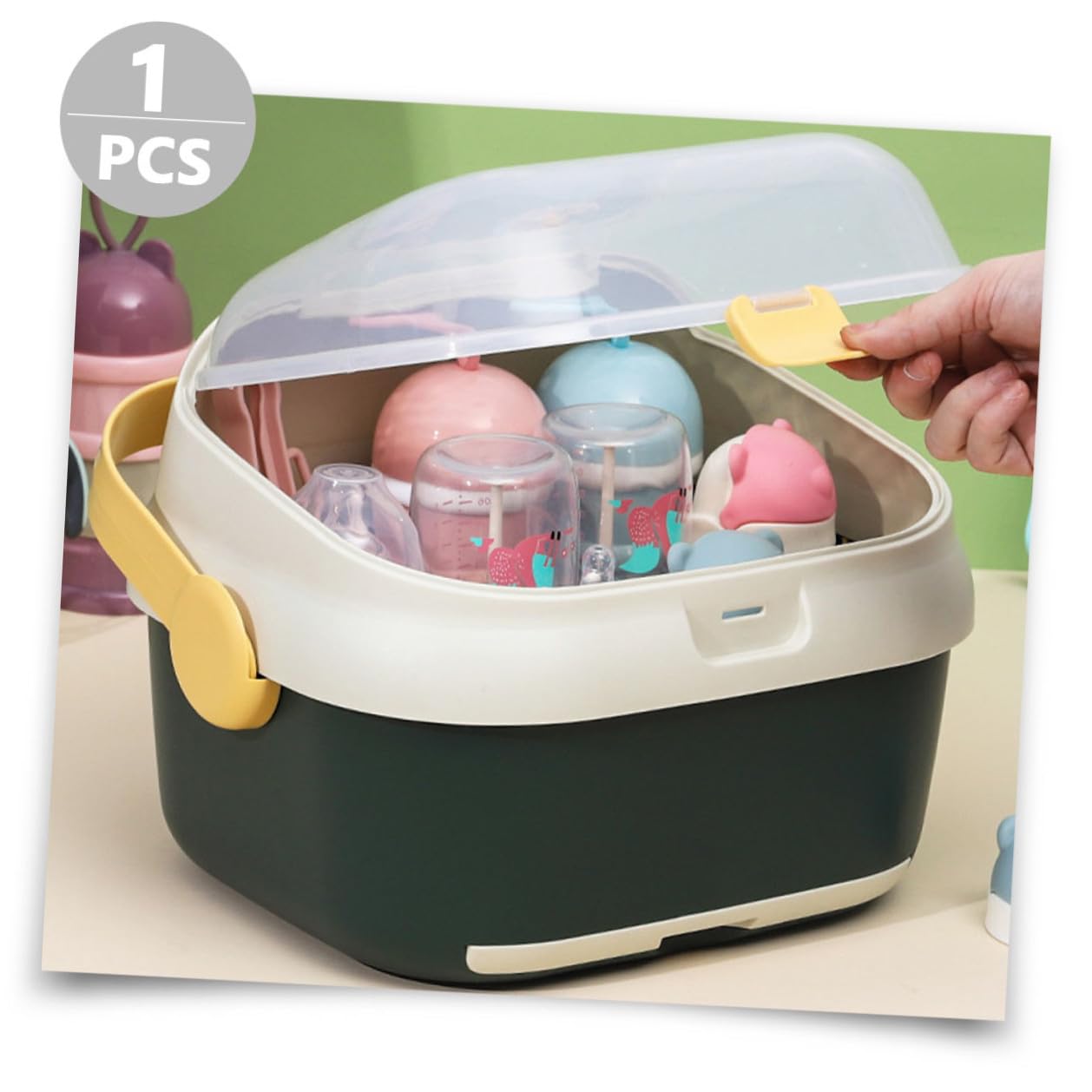 Babyflaschen Trockenaufbewahrungsbox aus Pp mit Deckel und Staubdichtem Design für Hygienische Lagerung und Schnelles Trocknen im Praktischen Aufbewahrungsszenario