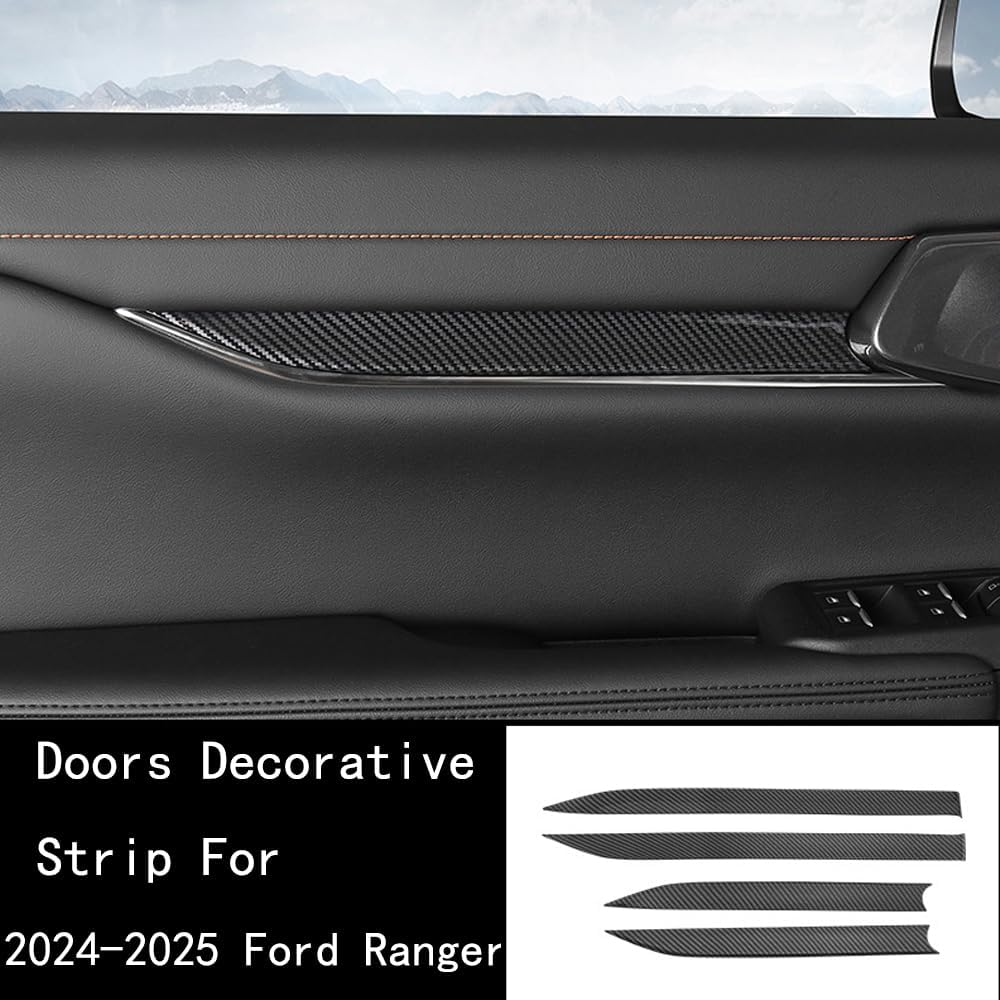 Carbon Fiber Pattern Inner Door Panel Cover Trim Interior Moulding Accessories Fit for Ford Ranger 2024 2025 (Carbon Fiber Pattern)