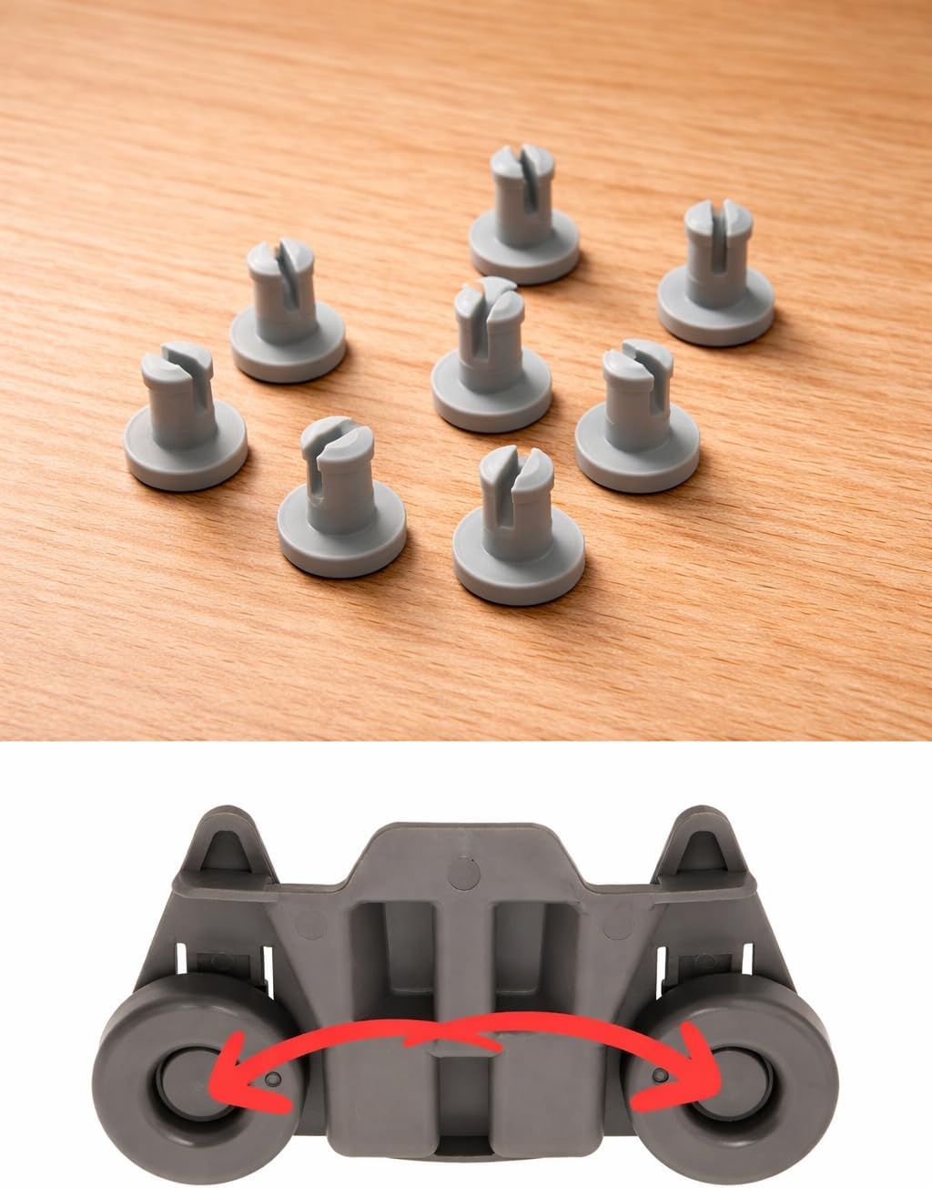 Replacement Pivot Clips for Dishwasher Rack Wheels, Axle Pins, Lower and Upper Rack Repair Kit, 9-Pack (grey)