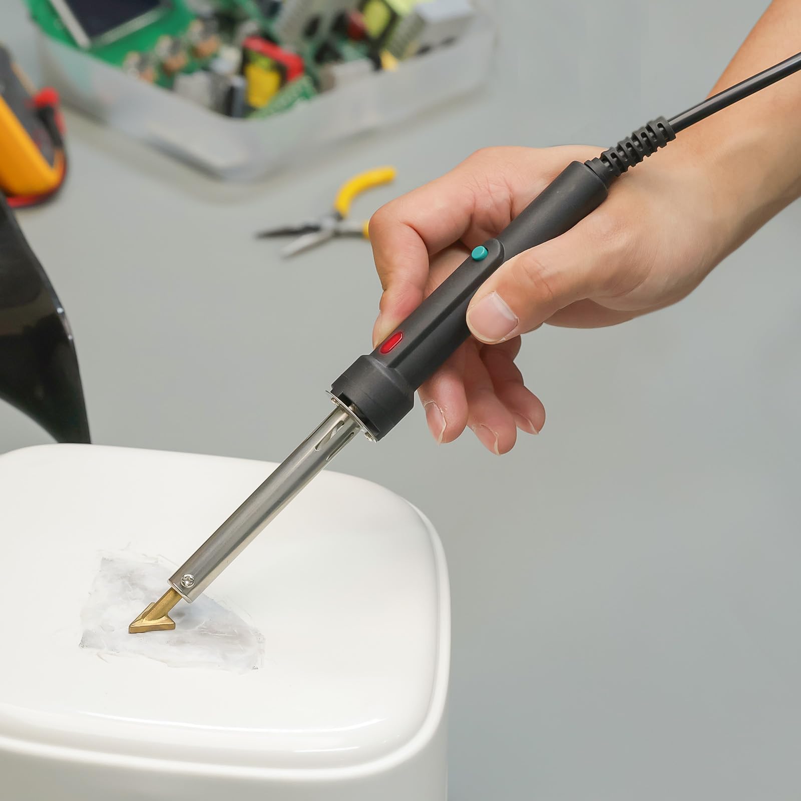 YIHUA 960-IV soudure plastique pour reparation plastique avec témoin lumineux avec embouts 20/20 barres plastiques noires et blanches pour soudeuse plastique réservoir de carburant réparation EU Plug