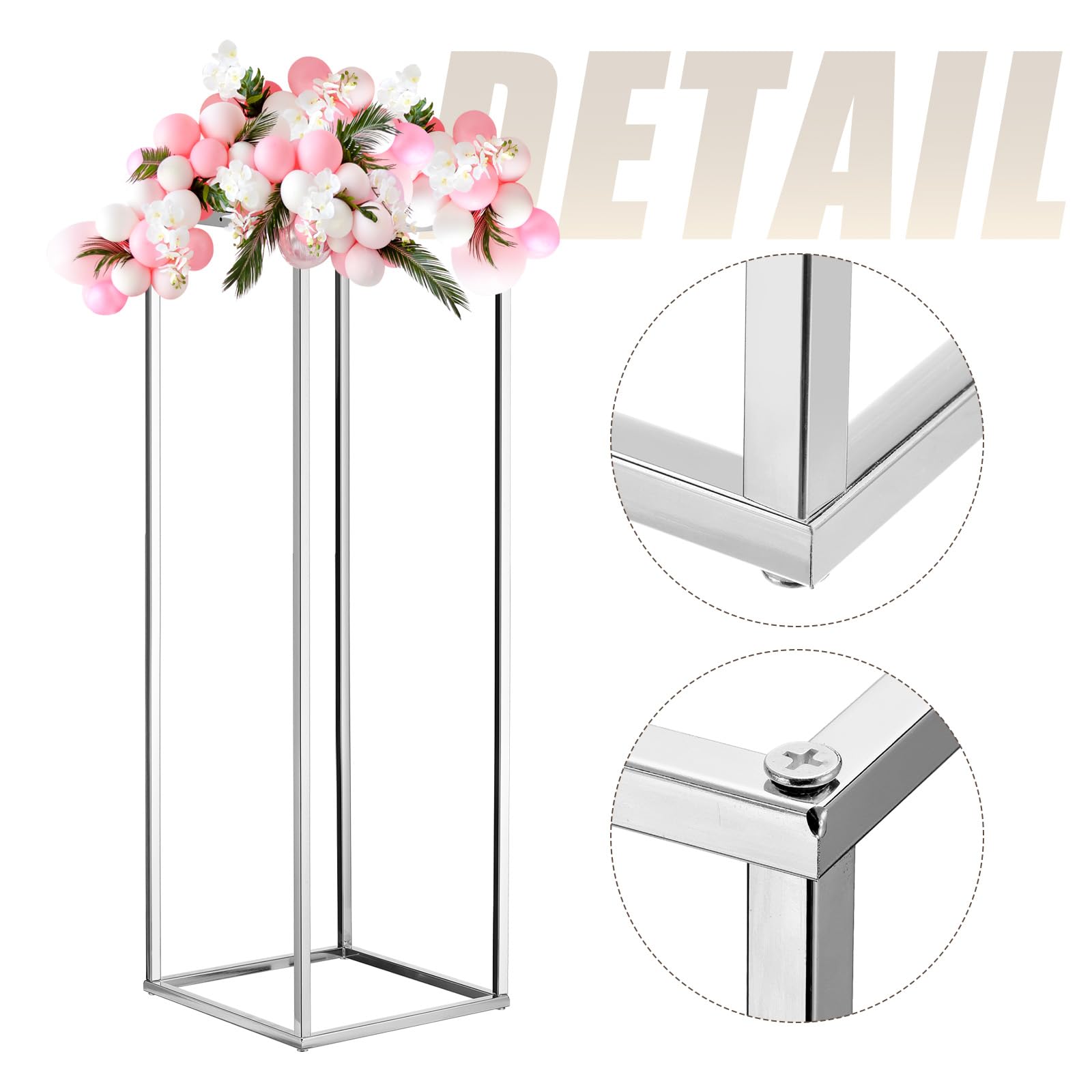 MECCANIXITY Wedding Flower Stand Vase Column, Metal Flower Stand 23.6 Inch Tall Flower Rack Silver Tone for Wedding Party Dinner Centerpiece Decorations, Pack of 10