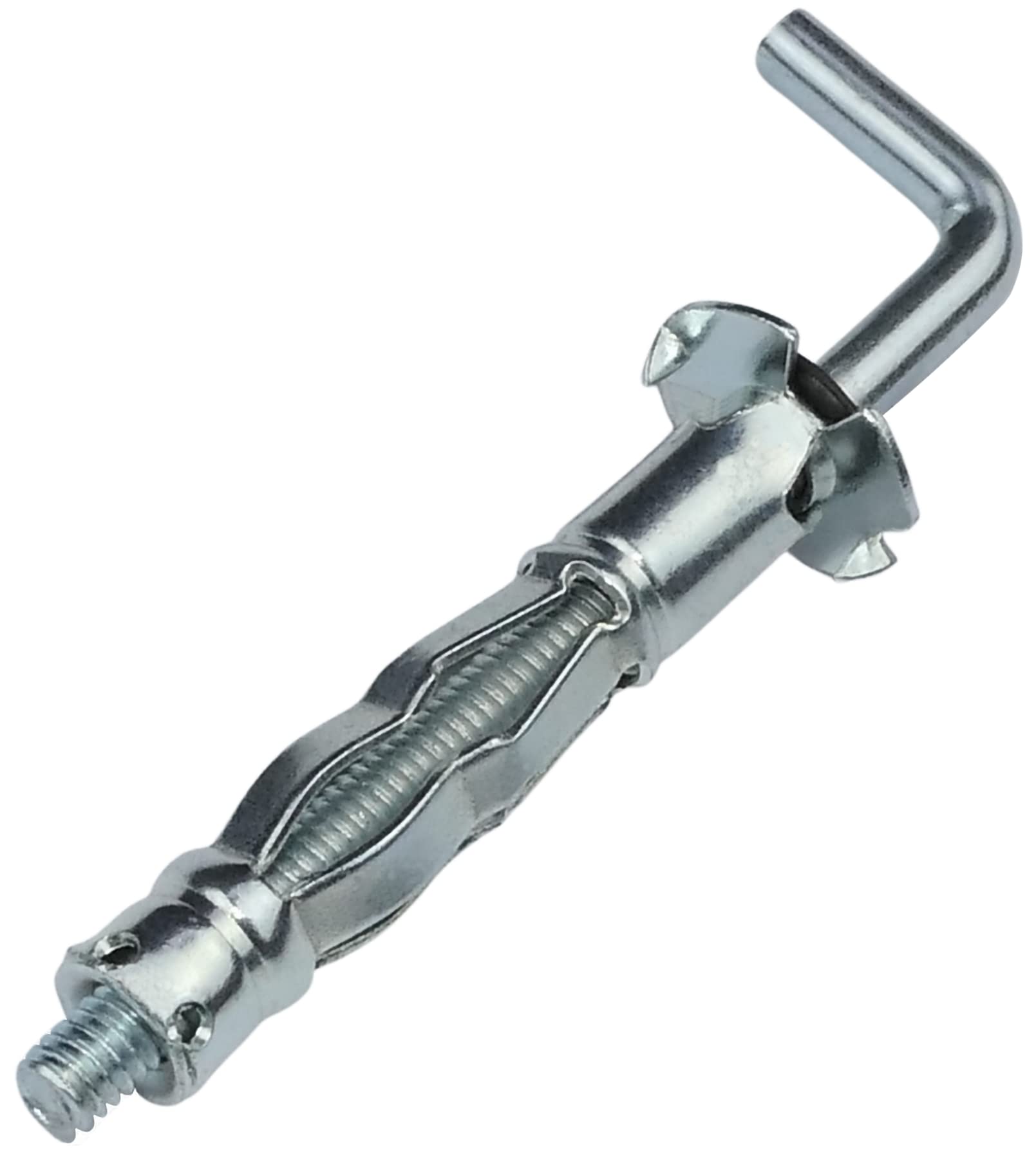 AERZETIX - C57885 - Set di 10 - Tassello a espansione Ø8x38mm con gancio M4 a forma ''L'' - per cartongesso corpo cavo muro a secco - in acciaio - finitura zincata Cr3+