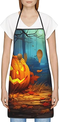 Miniatura 2 de Delantal de calabazas, delantales de cocina para hombres y mujeres, delantal de cocina, delantal de chef, delantal de jardín ajustable con 2