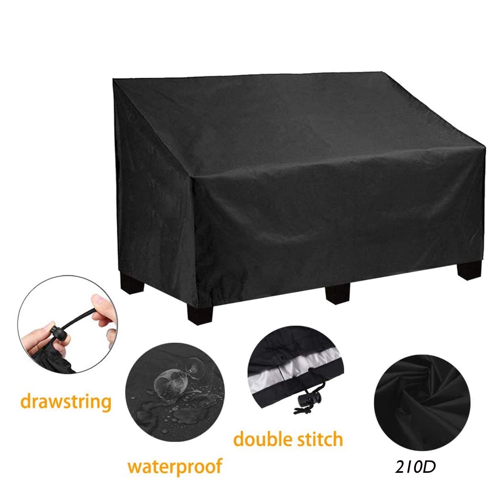 Copertura per Panca da Giardino, Copri Panca Protettiva Impermeabile Coperture per Panche Antivento Anti UV 210d Resistente in Tessuto Oxford - 134x66x89cm