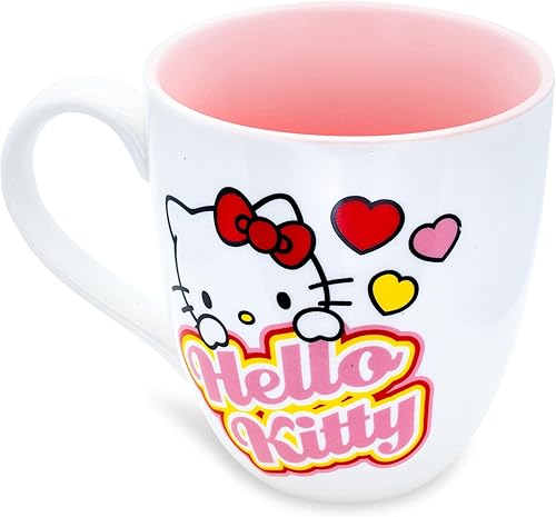 Miniatura 2 de Silver Buffalo Sanrio - Taza de cerámica con corazones de Hello Kitty | Taza de café sin BPA para expreso, té, capacidad para 18 onzas