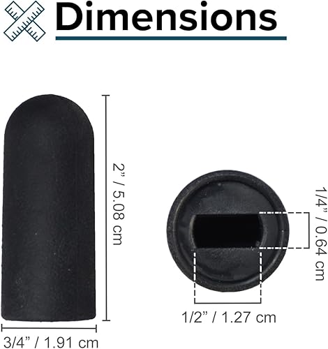 Miniatura 3 de AlveyTech Puntas de goma negras para cerraduras de ruedas planas estilo Invacare de 1/2" (juego de 2)