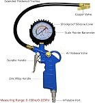 Auto Tire Inflator with Pressure Gauge 220 PSI Dial Wheel Inflator Gage Compressor Accessories Heavy Duty with Rubber Hose and Quick Connect Plug for RV Car Motorcycle for Men