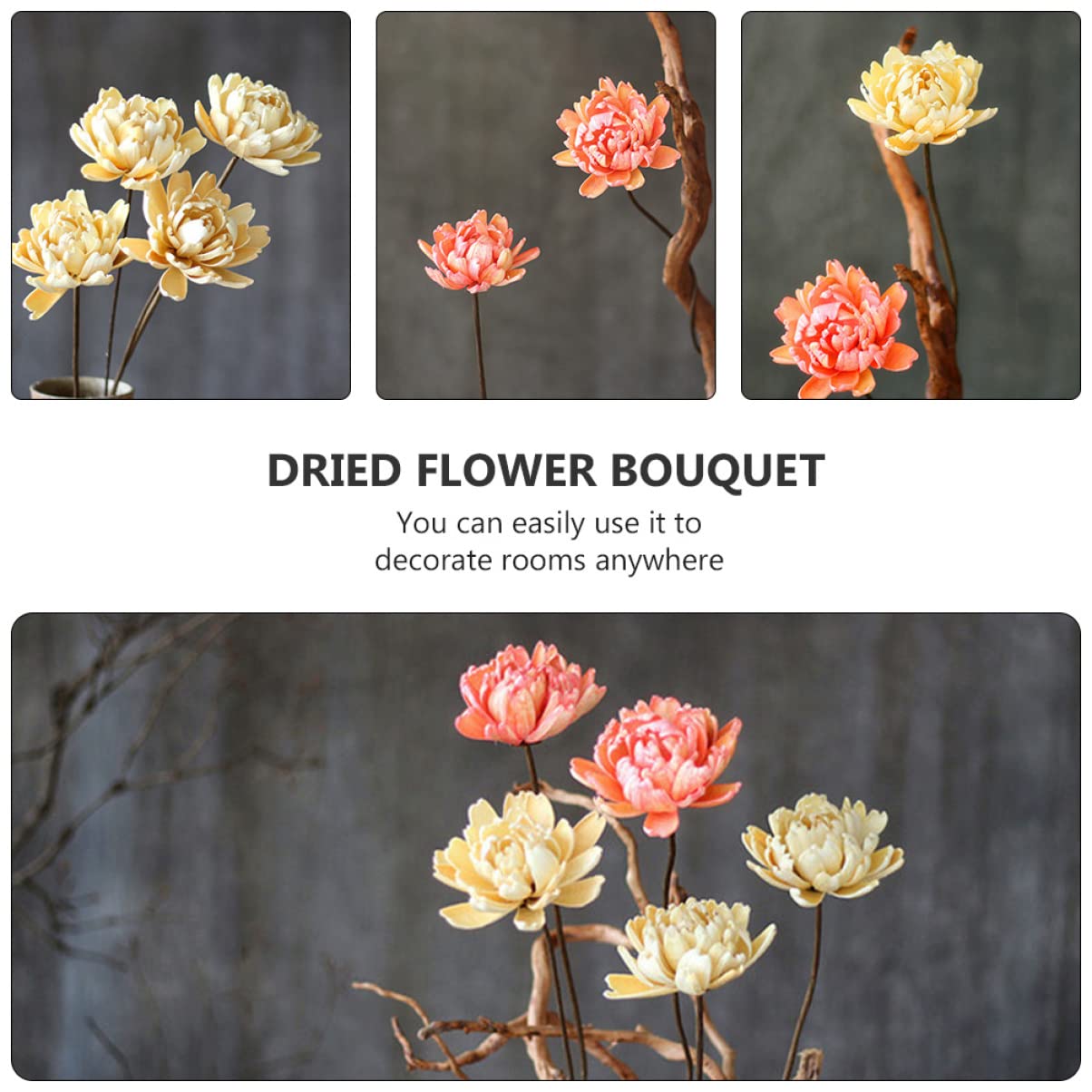 Alipis 6pièces Bouquet Décoratif Naturel Séché De Fleurs Préservées pour Décoration Intérieure Artisanat Ambiance Naturelle pour Maison Et Événements