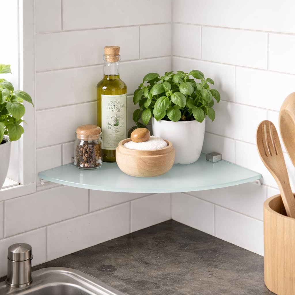 Mensola da parete in vetro di sicurezza 6 mm bianco satinato 35 x 35 cm