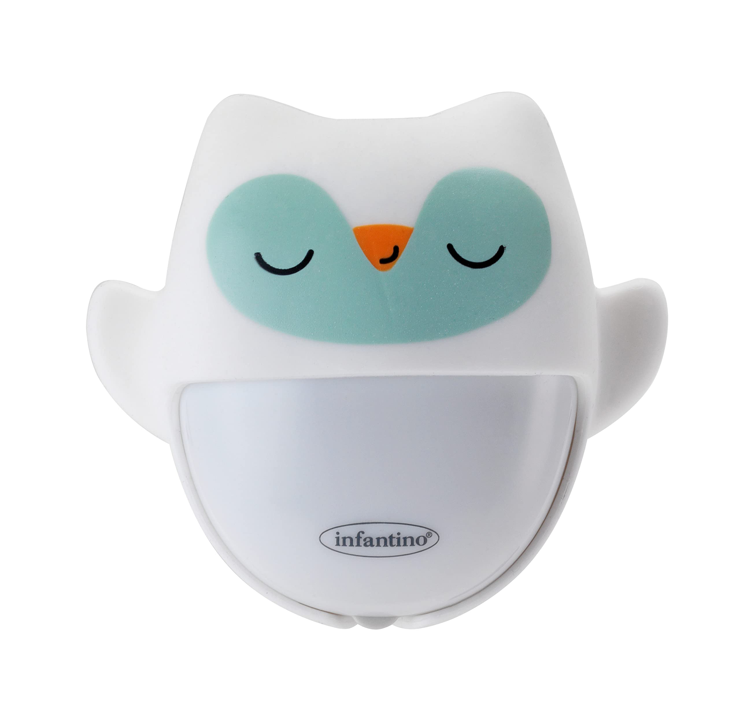 Infantino Coffret Doudou Lumineux et Veilleuse Murale Nomade Rechargeable Chouette, s'Alllume Automatiquement dans le Noir, 60 Heures d'Autonomie