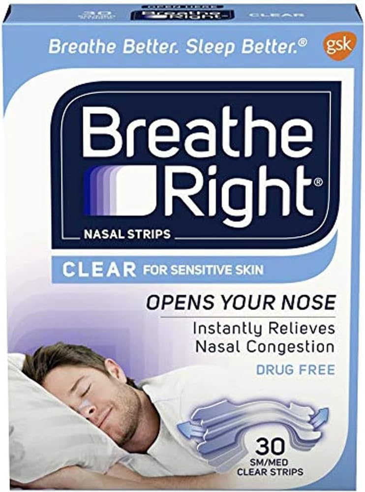 Breathe Right Nasal Strips Clear Small/Medium 30 Count (Pack of 2)