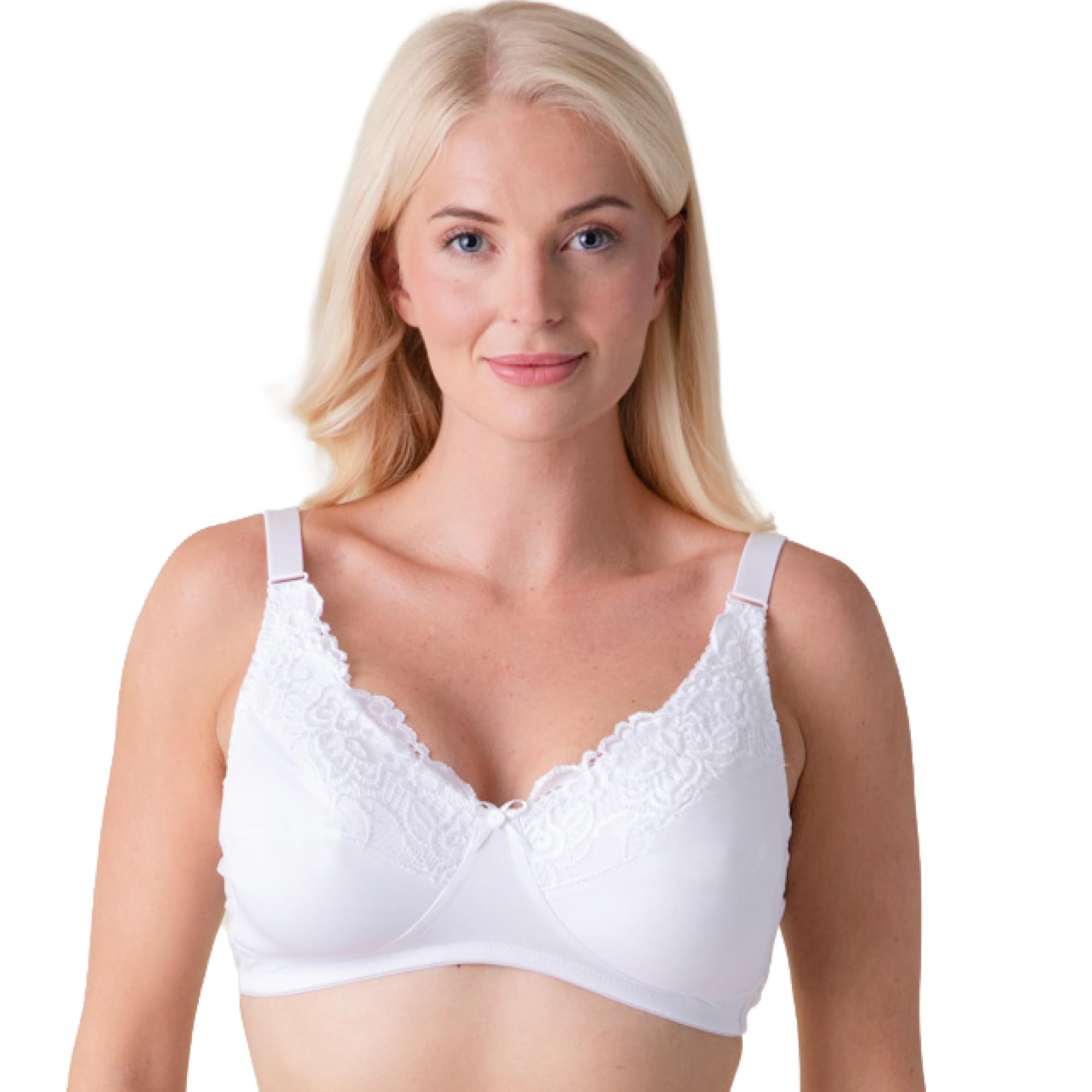 Camille Non Wired Full Cup Support Mastectomy Bra - White - 34D