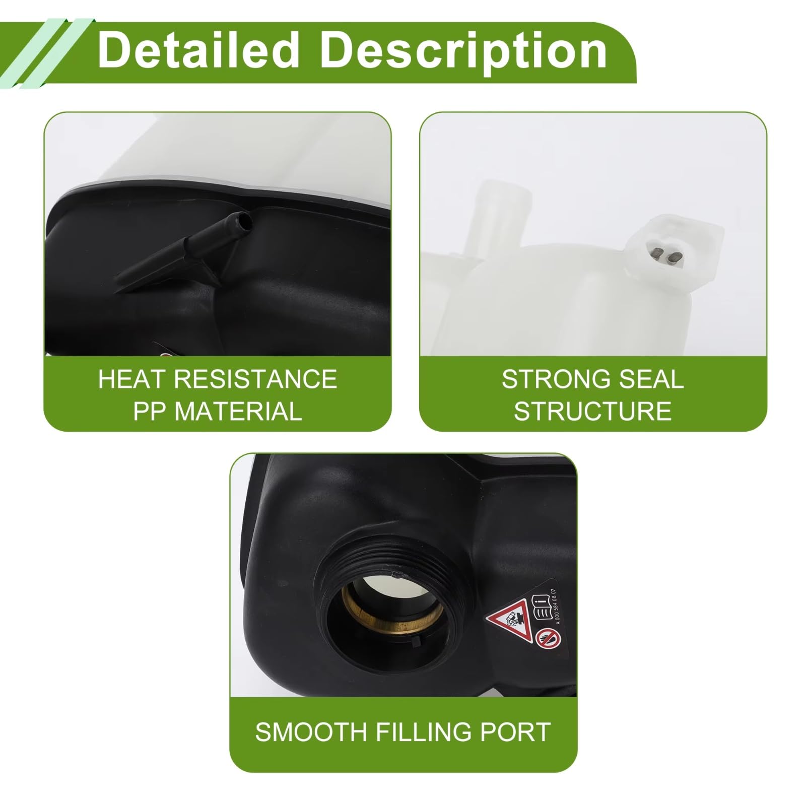Refrigerante Depósito Compatible con Benz para W169 W245 2004-2012 1695000049 Depósito De Refrigerante Tanque De Expansión De Agua Botella De Recuperación De Refrigerante Resistente Al Calor