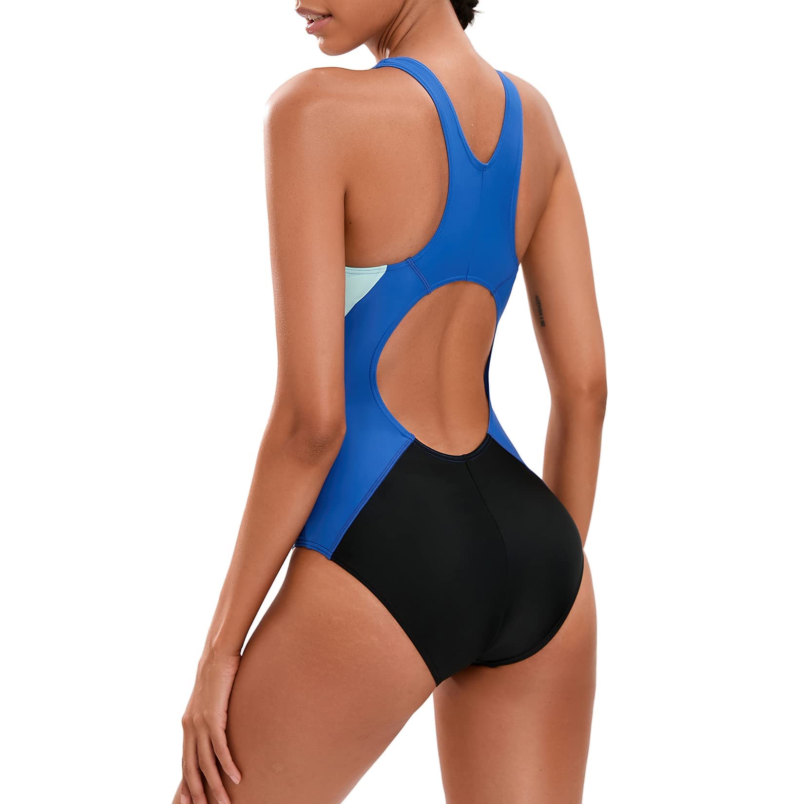 Veranobreeze Costume da Bagno da Donna Costume da Bagno di Un Pezzo Nero Atletico Costume da Bagno Modesto