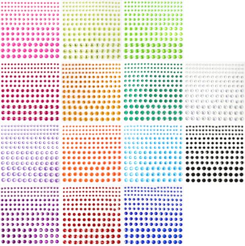 Sularpek 2300+Stück Glitzersteine Selbstklebend,14 Blätter Glitzersteine Gesicht, Strasssteine Selbstklebend,Glitzer Basteln Diamanten für Gesichts-Make-Up Fingernagel Dekorationen Und Urlaubszubehör