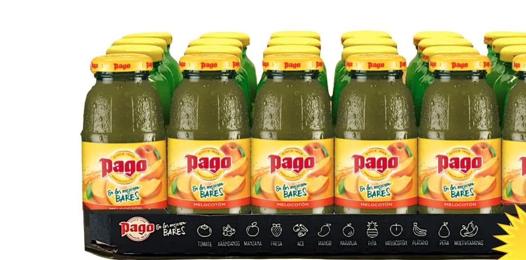 Zumos Pago - Néctar de Melocotón a partir de Zumo de melocotón Pack 24 x 200ml Clásicos