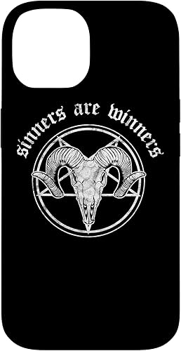 Funda para iPhone 14 Occult Baphomet Tarot Card Satanic Devil Sinners are Winners