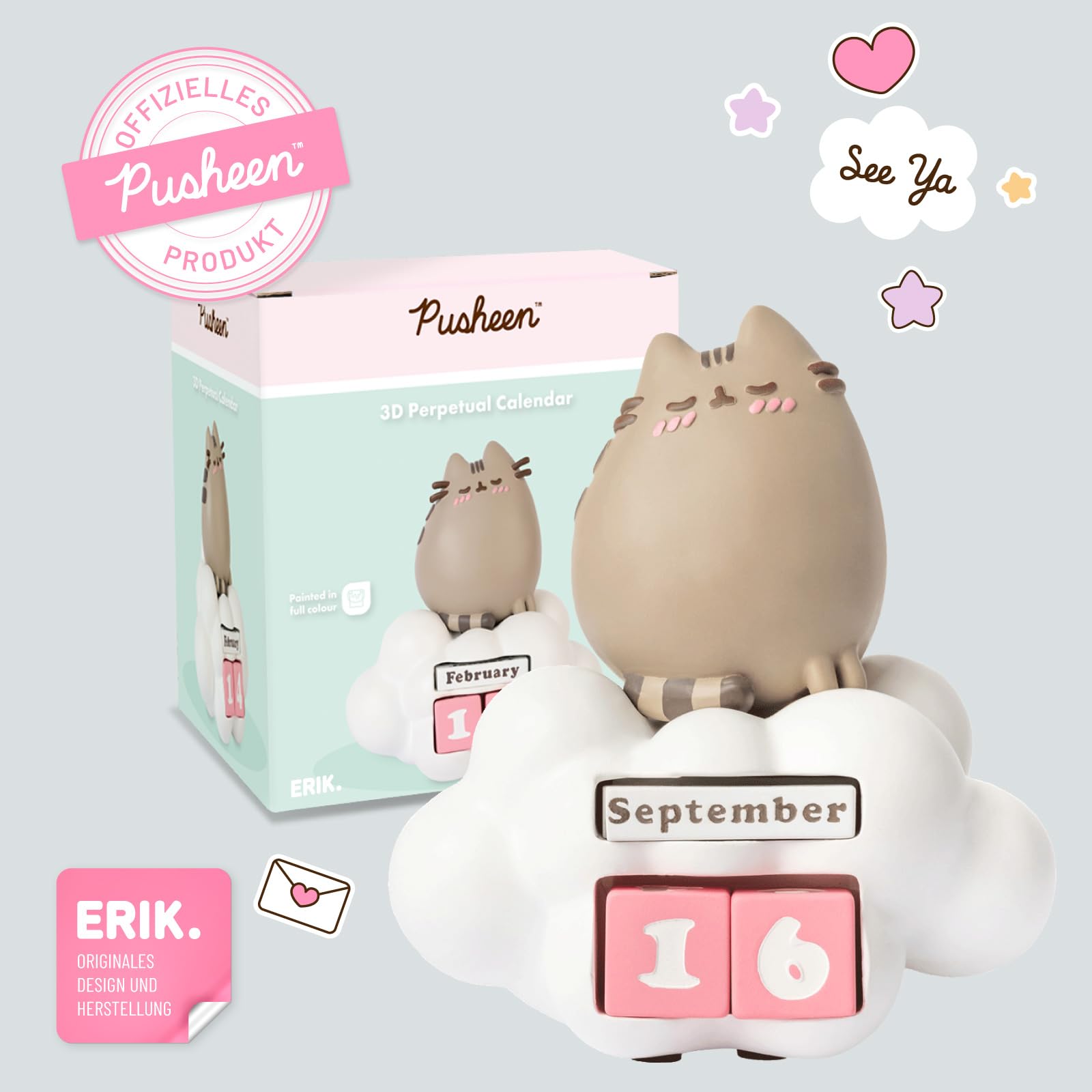 Grupo Erik Ewiger Kalender Pusheen Cat Figur - 3D Kalender Tischkalender zum Aufstellen Kawaii Deko - Dauerkalender Offizieller Pusheen Fanartikelt Büro Deko