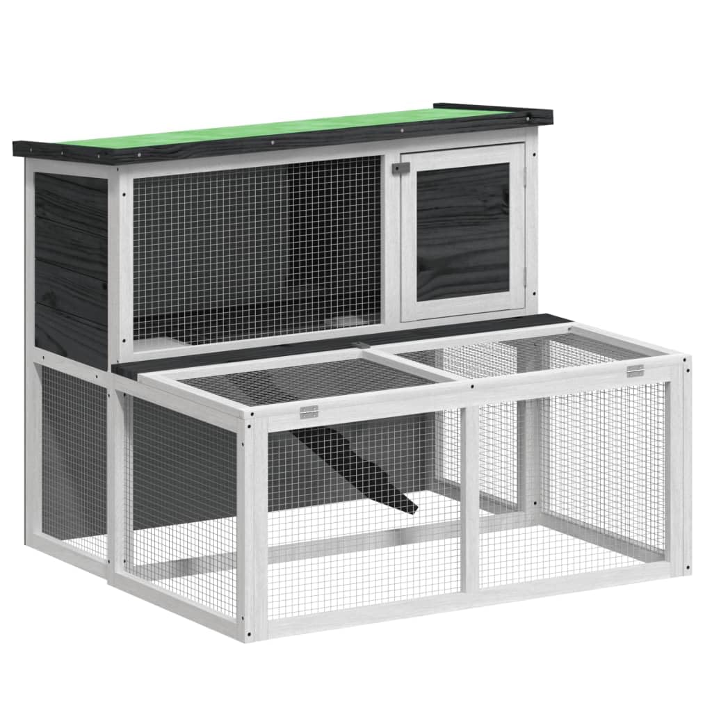 Conejera de Madera Maciza de Pino Gris 102x90x84,5 cm, LAPOOH Jaula Cobaya, Jaulas para Conejos, Jaula Hamster, Casa Conejo, Casita Conejo, Nido Conejo