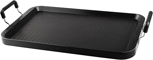 Vayepro Stove Top Flat Griddle, 17 Inch 2 Burner Griddle Pan for Stove Top Grill, Aluminum Pancake Griddle, Non-Stick Top Griddle for Gas Grill, Charcoal Grill Griddle For Outdoor/Camping