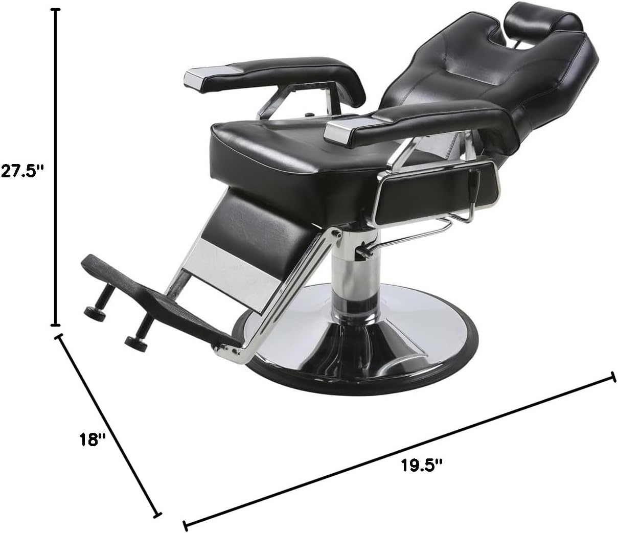 Buy-Rite Set of 2 K.O. Professional Barber Chairs – Reclining Hydraulic Barbering Chairs with Adjustable Headrest, Steel Frame, Extra-Wide Seat & 360° Swivel Base – SY-31307, Black Faux Leather