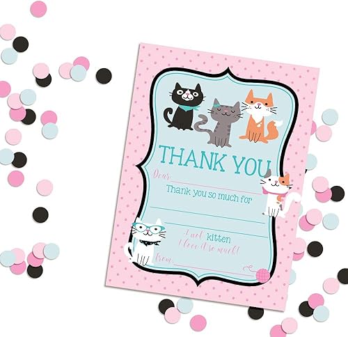 Miniatura 2 de AmandaCreation - Lindas notas de agradecimiento con temática de gatito de peluche para niños, diez tarjetas de relleno en blanco de 4 x 5.5 pulgadas