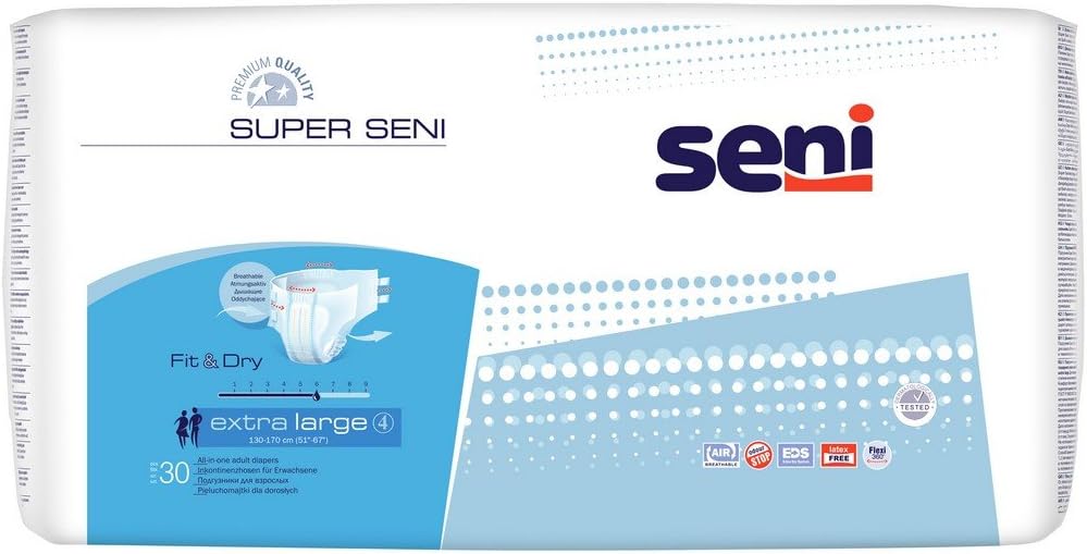 Seni Adult Diapers | XL size | 30pcs | Breathable & Comfort | High Absorbency | Odor stop | Derma tested | Adjustment tapes with Multi use