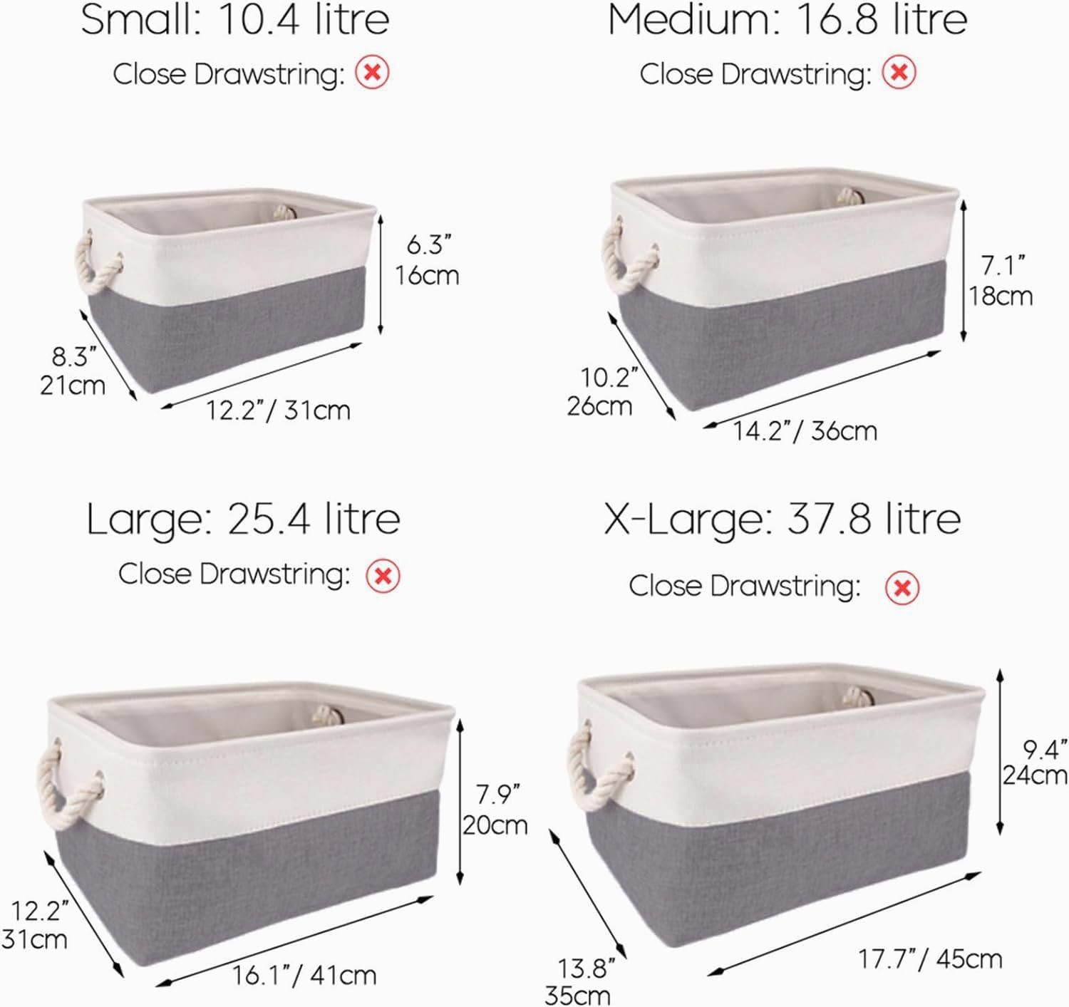 Stoff-Aufbewahrungsbox, 3er-Set, Faltbare Stoff-Aufbewahrungskörbe mit Griffen für Schränke, Kleiderschränke, Regale, Kleidung, Spielzeug, Handtücher, Badezimmer (klein, kaltes Grauweiß)