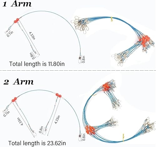 Miniatura 3 de YOTO Líderes de pesca, aparejo de aparejos de acero inoxidable con señuelo de aparejos giratorios a presión, líder de alambre de agua salada, líder