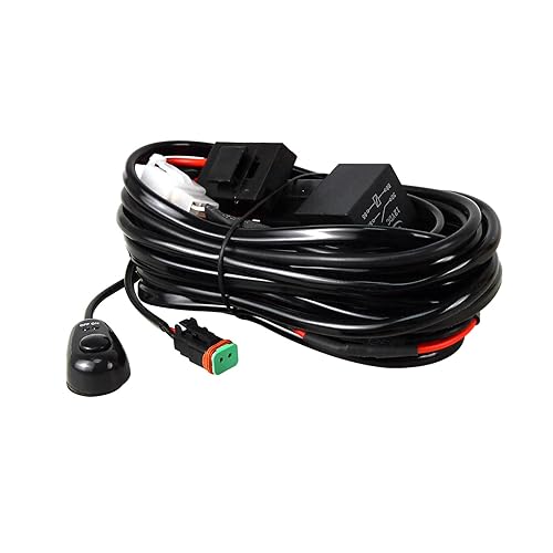 SKYWORLD Kit de arnés de cableado de barra de luz LED con conector DT, 1 conductores 40A DC 12 V, interruptor de encendidoapagado, fusible de relé