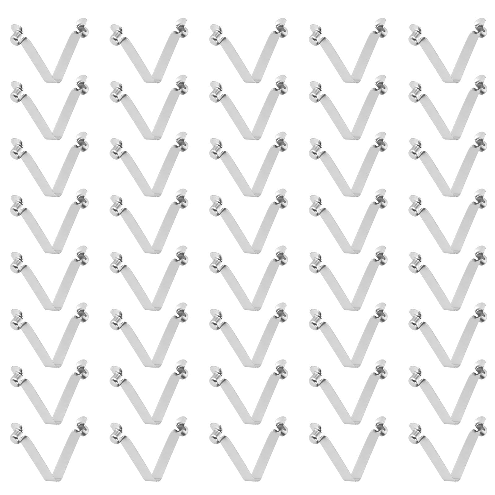 sourcing map 40pcs Double Button Kayak Paddle Snap Spring Clip 6x6x39mm 65Mn Spring Steel V-Shaped Hollow Lift Telescopic Locking Tube Pole Clips for Tent Umbrella Camping