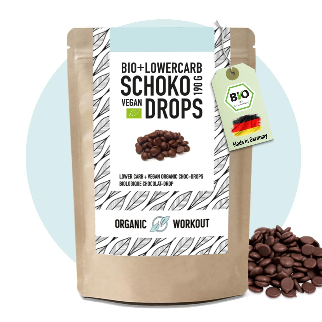Bio Lower-Carb Schokodrops 190g | Gesüßt mit Erythrit ohne Zucker-Zusatz*, Vegan, zum Naschen, Backen - Zuckerfrei Optimal für Lower-Carb, Kohlenhydratereduziert, Keto Ernährung