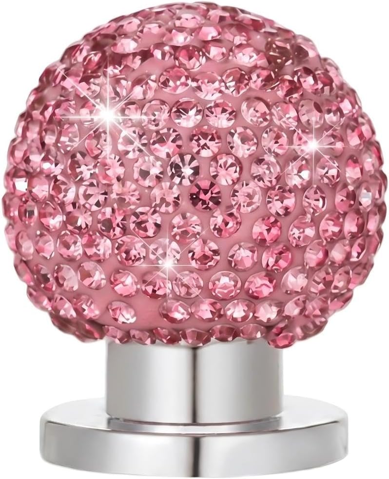 Bling Car Engine Push to Start Button Cover, Crystal Rhinestone Vehicle Switch Button Decoration, Sparkling Auto Key Ignition Knob Starter Accessories, Universal for Most Cars (Pink)