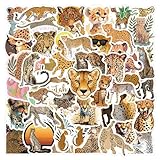 50 PCS Cool Cheetah Stickers for Kids Vinyl Decals Party Supplies Waterproof Decorative Cartoon Sticker for Laptop Water Bottle Luggage Guitar Phone Birthday Cute Animal Decoration (Cheetah)
