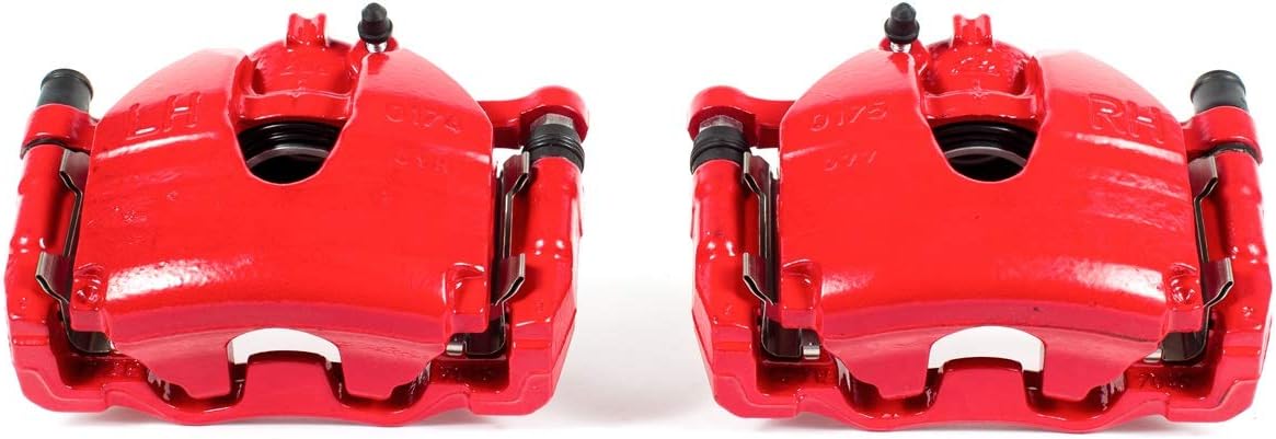 PowerStop Front Red Powder Coated Brake Caliper Pair for INFINITI G35 2007-08 |G37 2008-13 |Q60 2014-16 - High-Temp Brake Caliper Upgrade, S3702