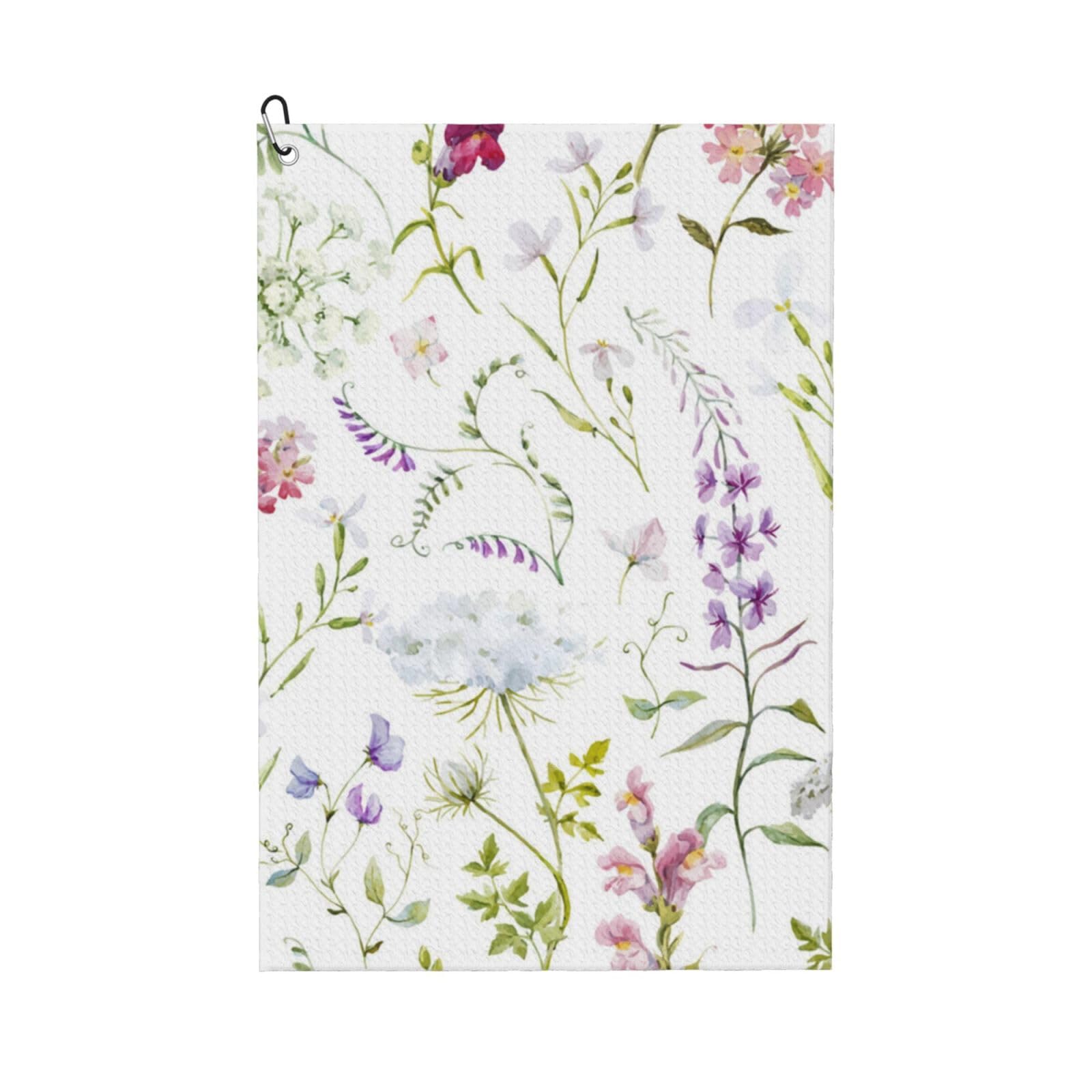 Hnnkloy Watercolor Floral Wildflowers, 16x24 in Portable Waffle Golf Towels with Carabiner Clip for Golf Bag