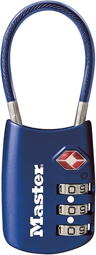 Master Lock 4688DBLU Tsa candado estilo cable para equipaje, 24 unidades, azul., 4688DBLU