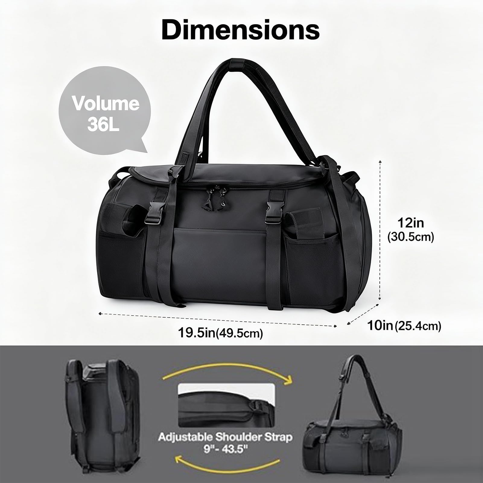 Bolsa deportiva ajustable de gran capacidad
