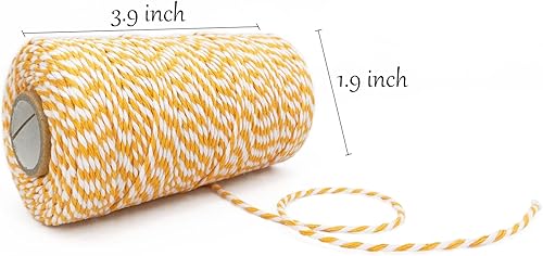 Miniatura 2 de Bakers - Cordel de Algodón Caléndula y Blanco - 328 Pies, 0.08 Pulgadas de Grosor, Cordel para Manualidades para Envolver Regalos, Manualidades DIY,
