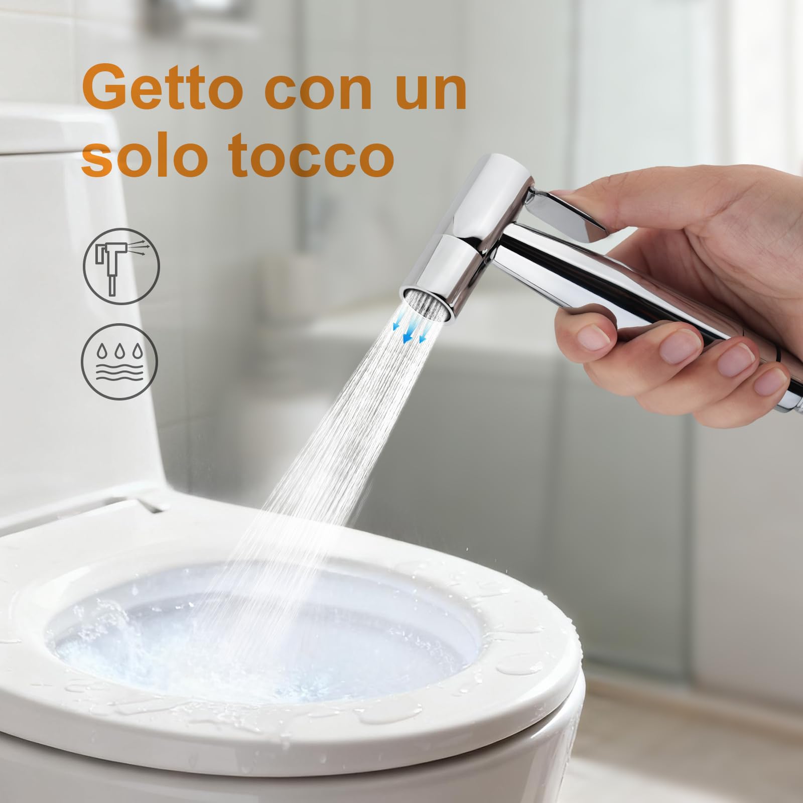 GRIFEMA Miscelatore Bidet Portatile Acqua Calda e Fredda Cromo Argento M22004